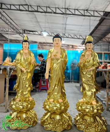 Tam Thế Phật đứng 1m25- Dát Vàng