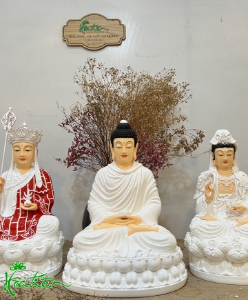 Tam Thế Phật ngồi 40- Sơn Trắng