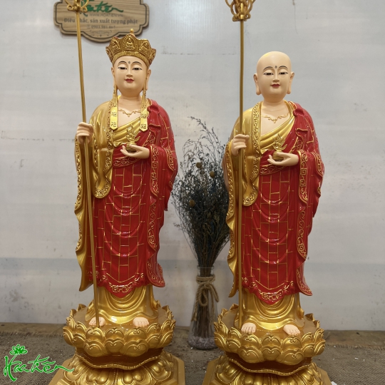 Đia Tạng 65cm  và Mục Kiền Liên 62cm